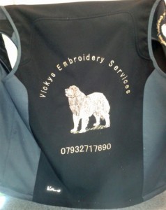 Embroidered body warmer with company advert