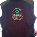 Embroidered body warmer with company advert