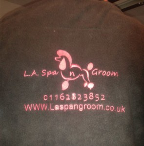 Embroidered fleece with company advert